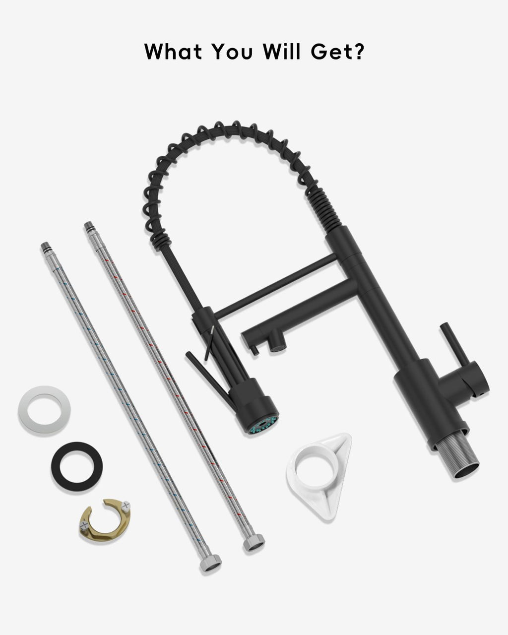 DAYONE Matte Black Spring Pull-Down Kitchen Tap