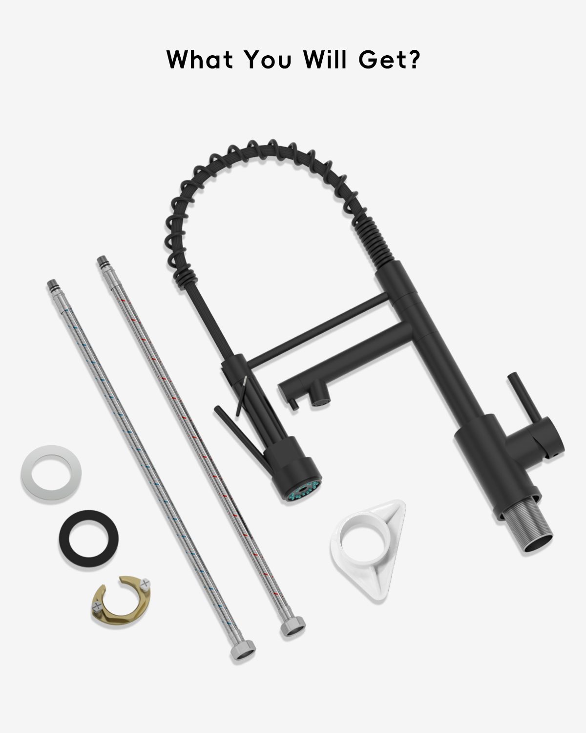 DAYONE Matte Black Spring Pull-Down Kitchen Tap
