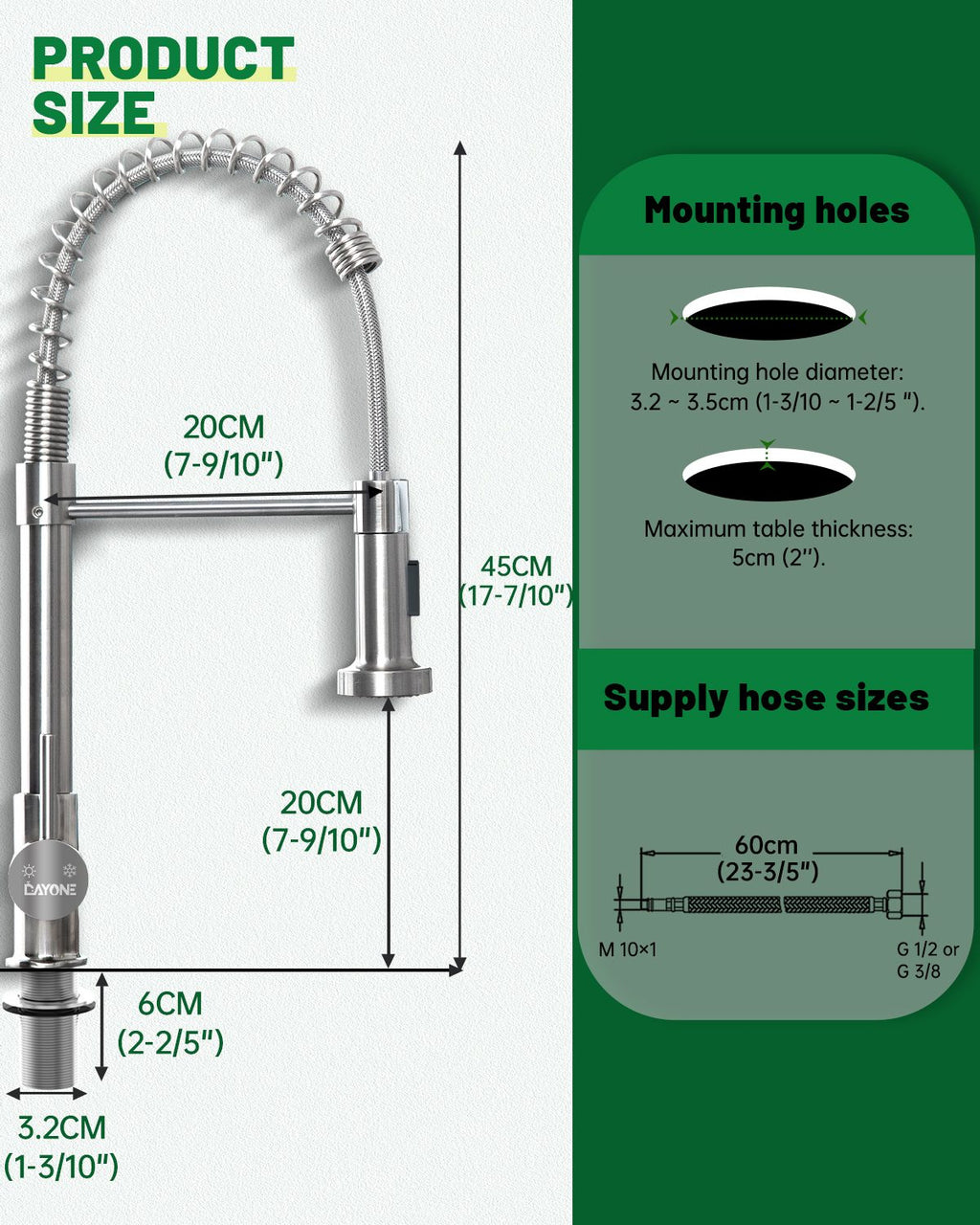 DAYONE Brushed Nickel Spring Pull-Down Kitchen Tap