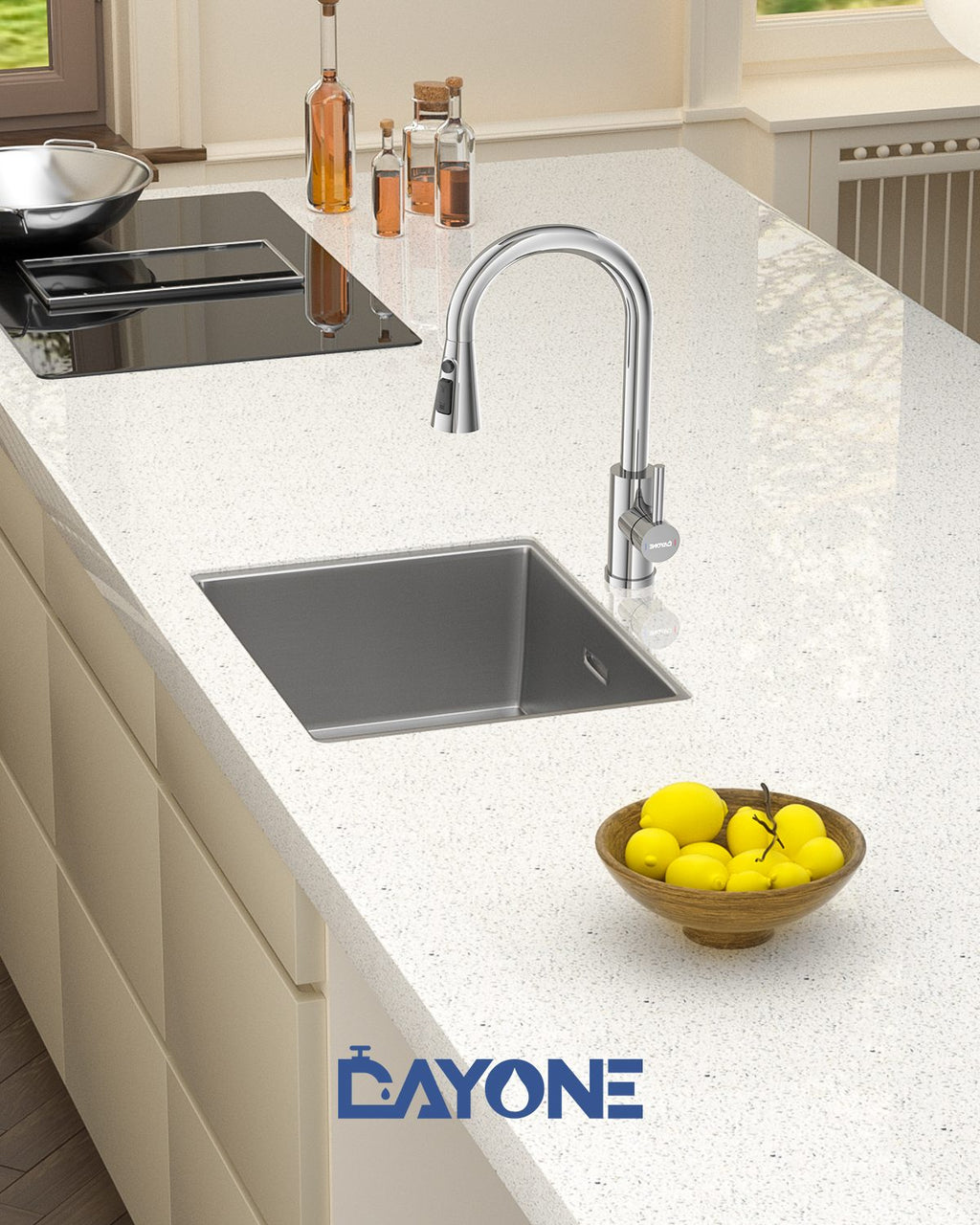 DAYONE Chrome Pull-Out Kitchen Mixer Tap