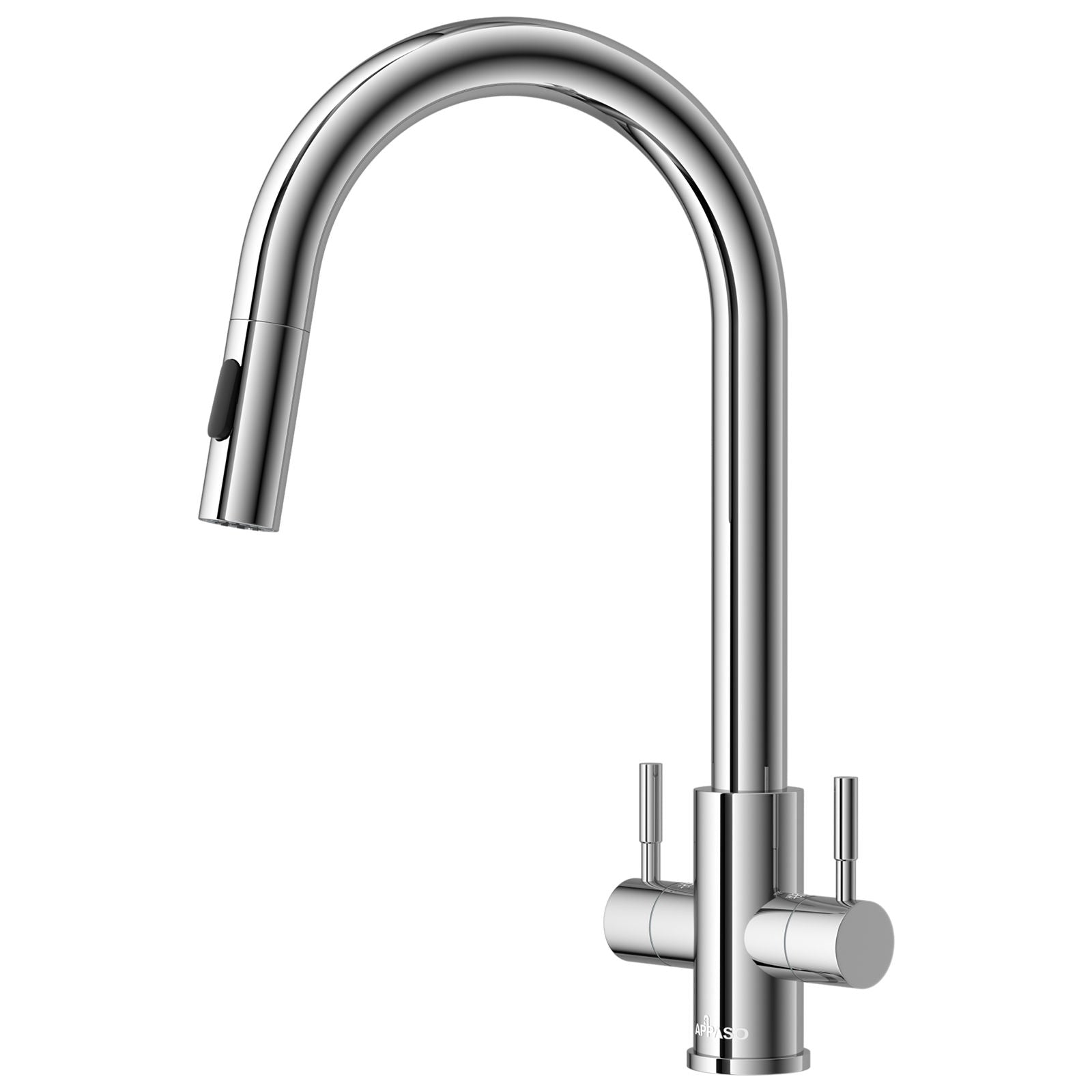 Polished Chrome Dual Lever Pull-Out Kitchen Mixer Tap