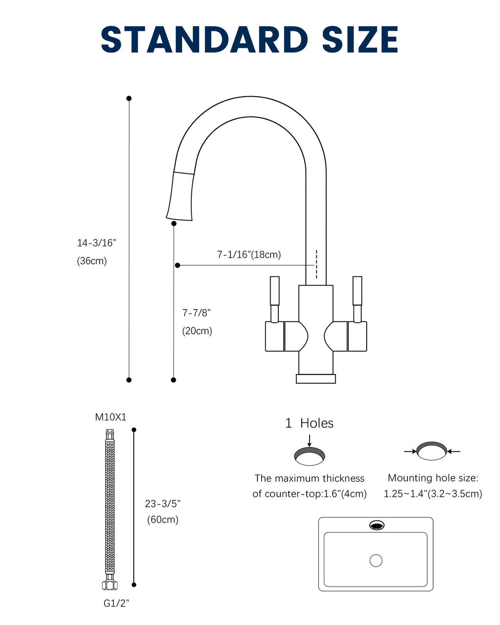 Brushed Stainless Dual Lever Pull-Out Kitchen Mixer Tap