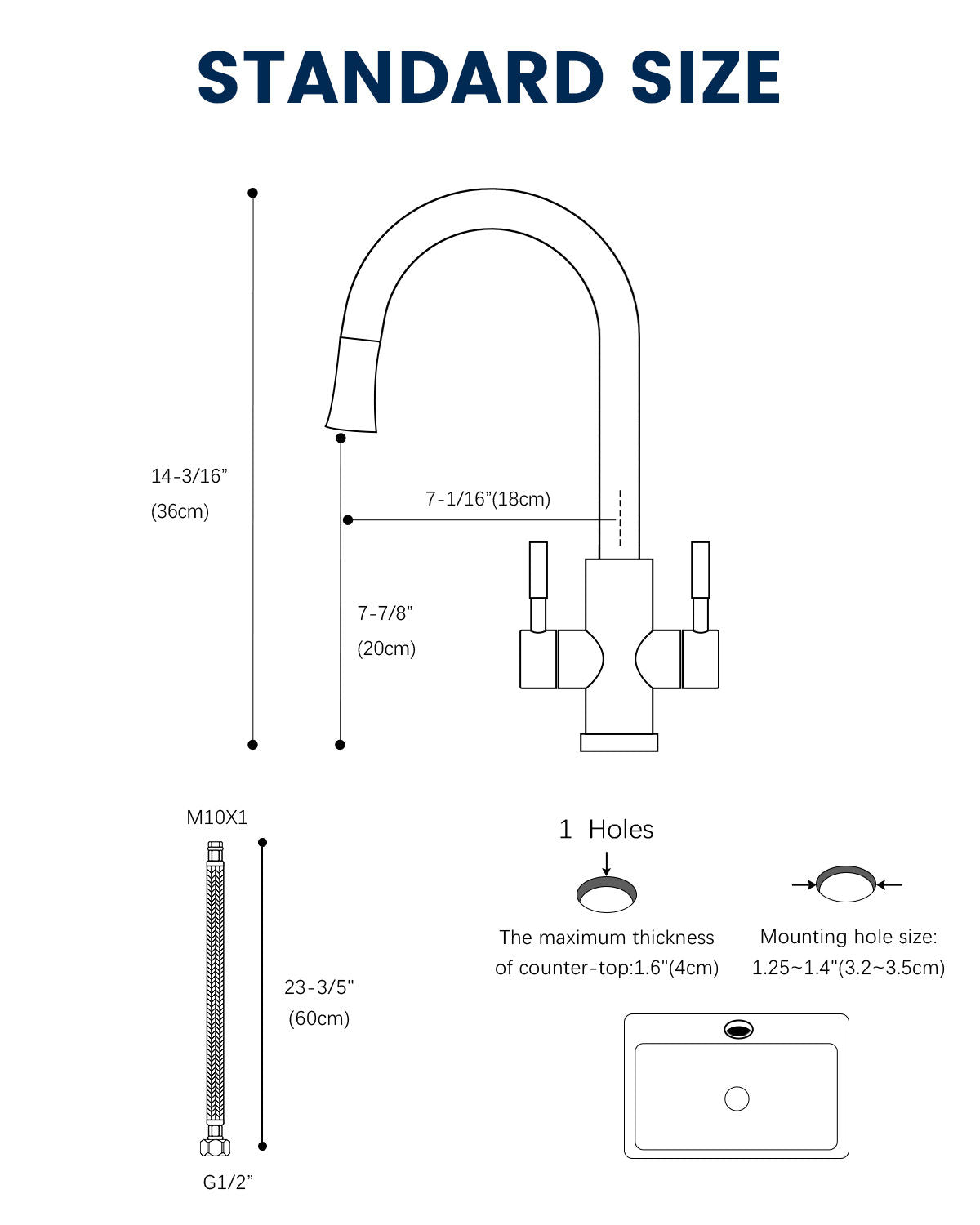 Brushed Stainless Dual Lever Pull-Out Kitchen Mixer Tap